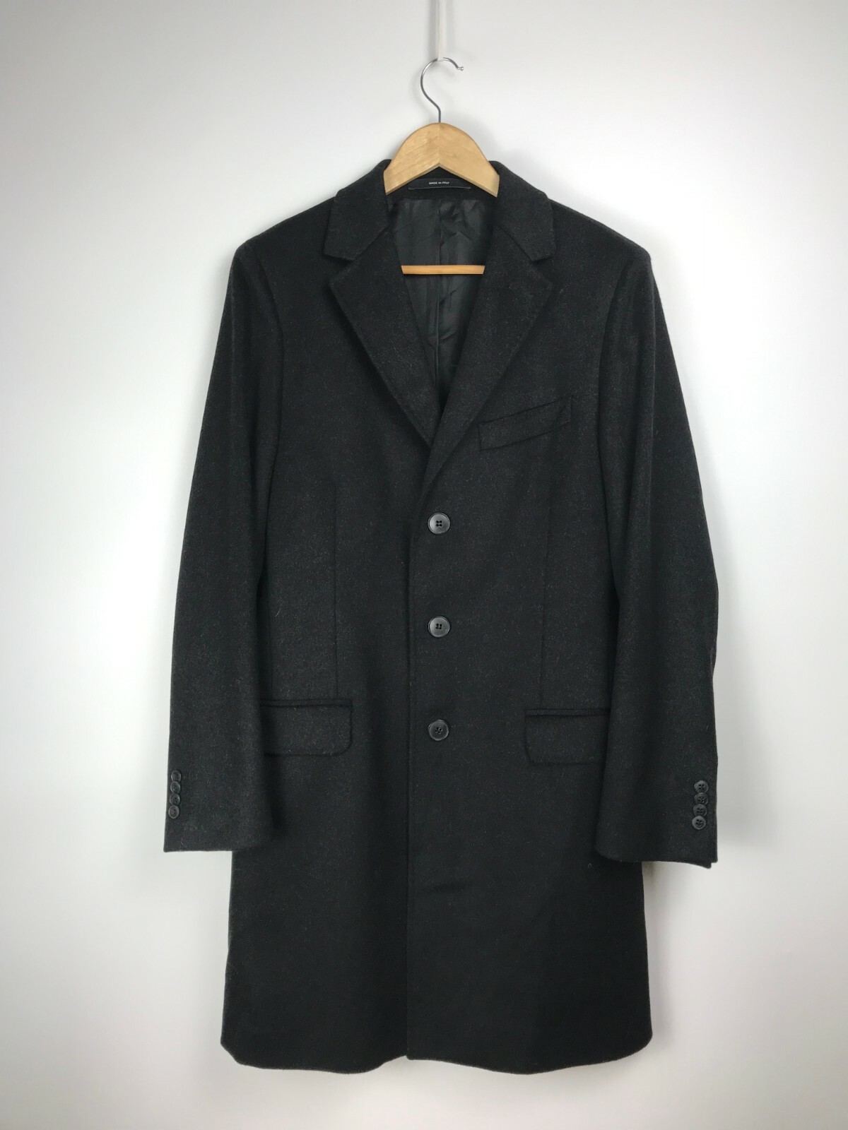 Cortina Men\'s Wool Cashmere Charcoal Gray Long Coat Size 36 / 46 / Small