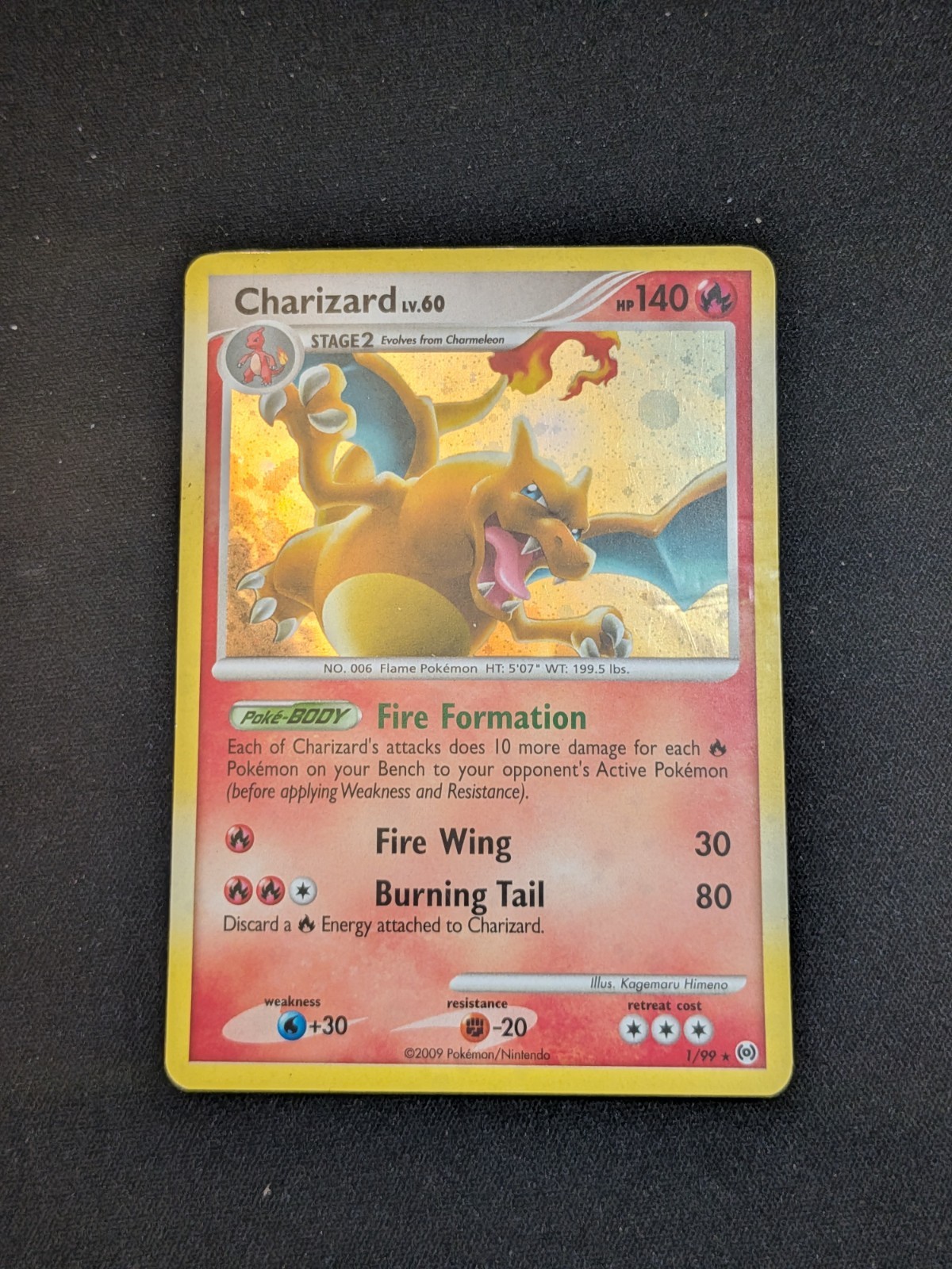 Charizard 1/99 Holo Rare Vintage 2009 Platinum Arceus Pokemon Card AS-IS