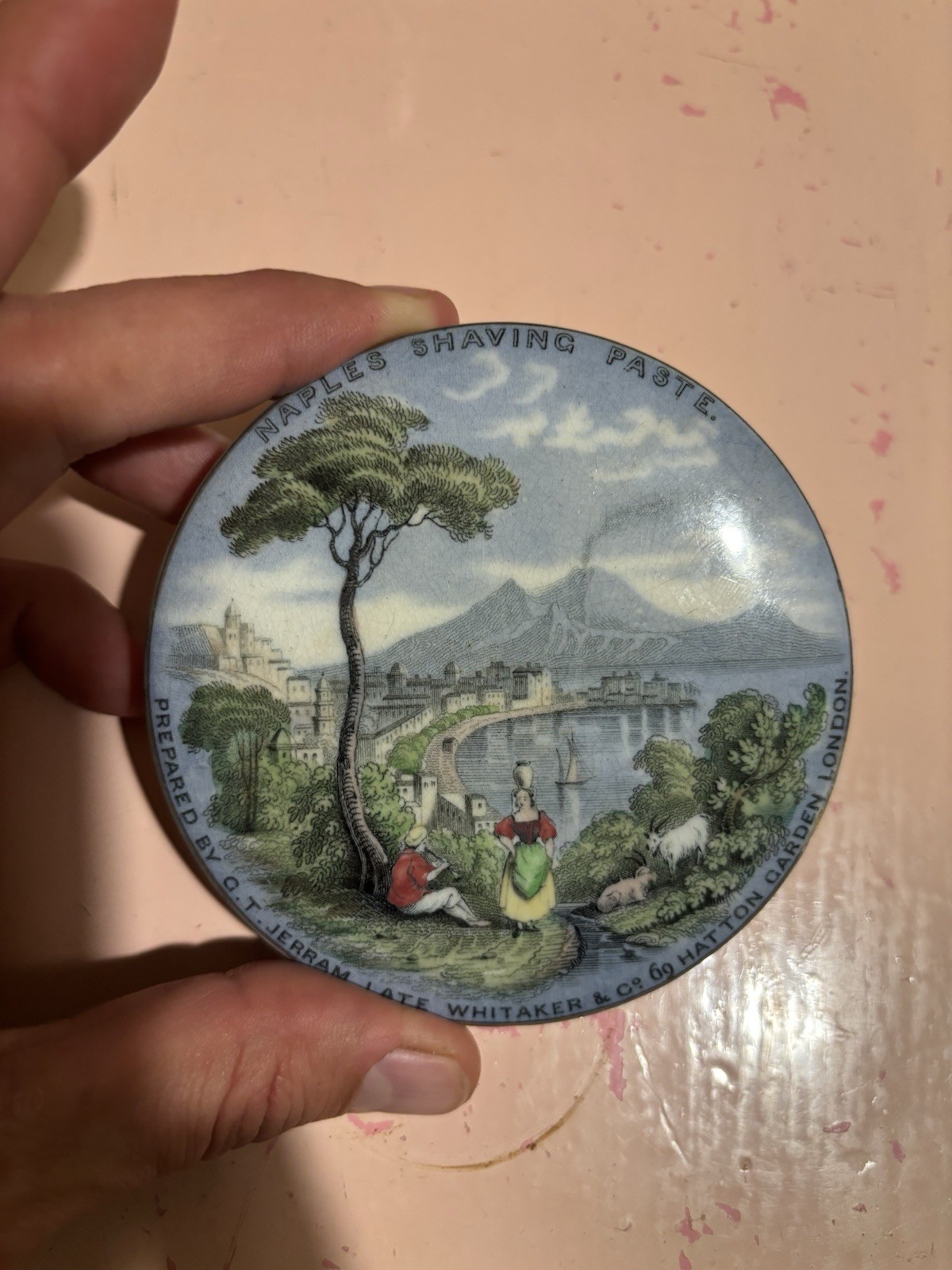 Prattware pot lid NAPLES SHAVING PASTE rare? Jerram late Whittaker Prattware pot lid NAPLES SHAVING PASTE rare? Jerram late Whittaker