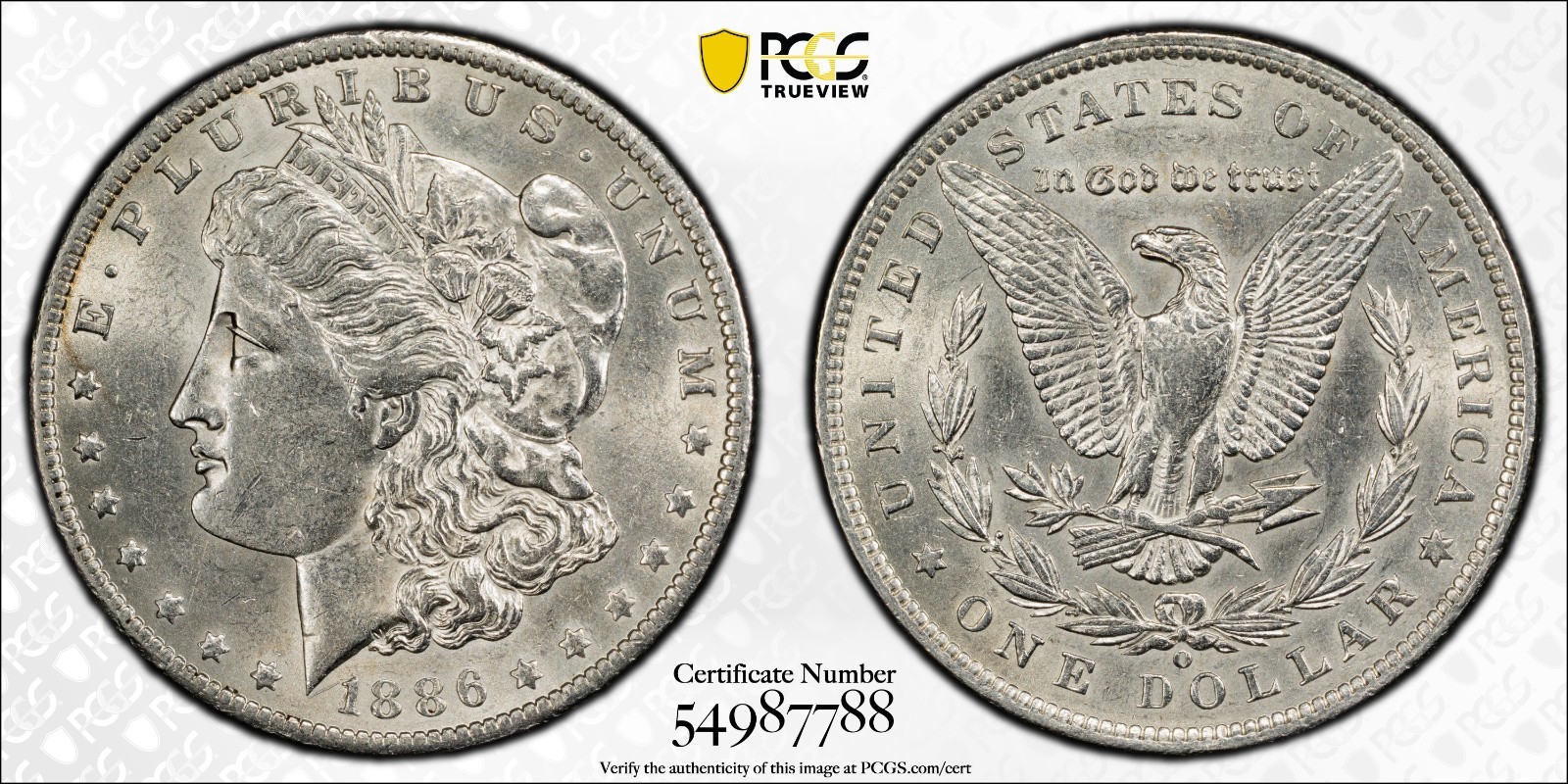 1886 O MORGAN SILVER DOLLAR PCGS AU58**** BETTER DATE/JUST GRADED GOLD SHIELD