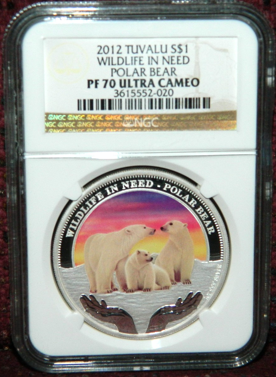 2012 Tuvalu $1 Wildlife In Need: Polar Bear Silver Coin - NGC PF 70 Ultra Cameo