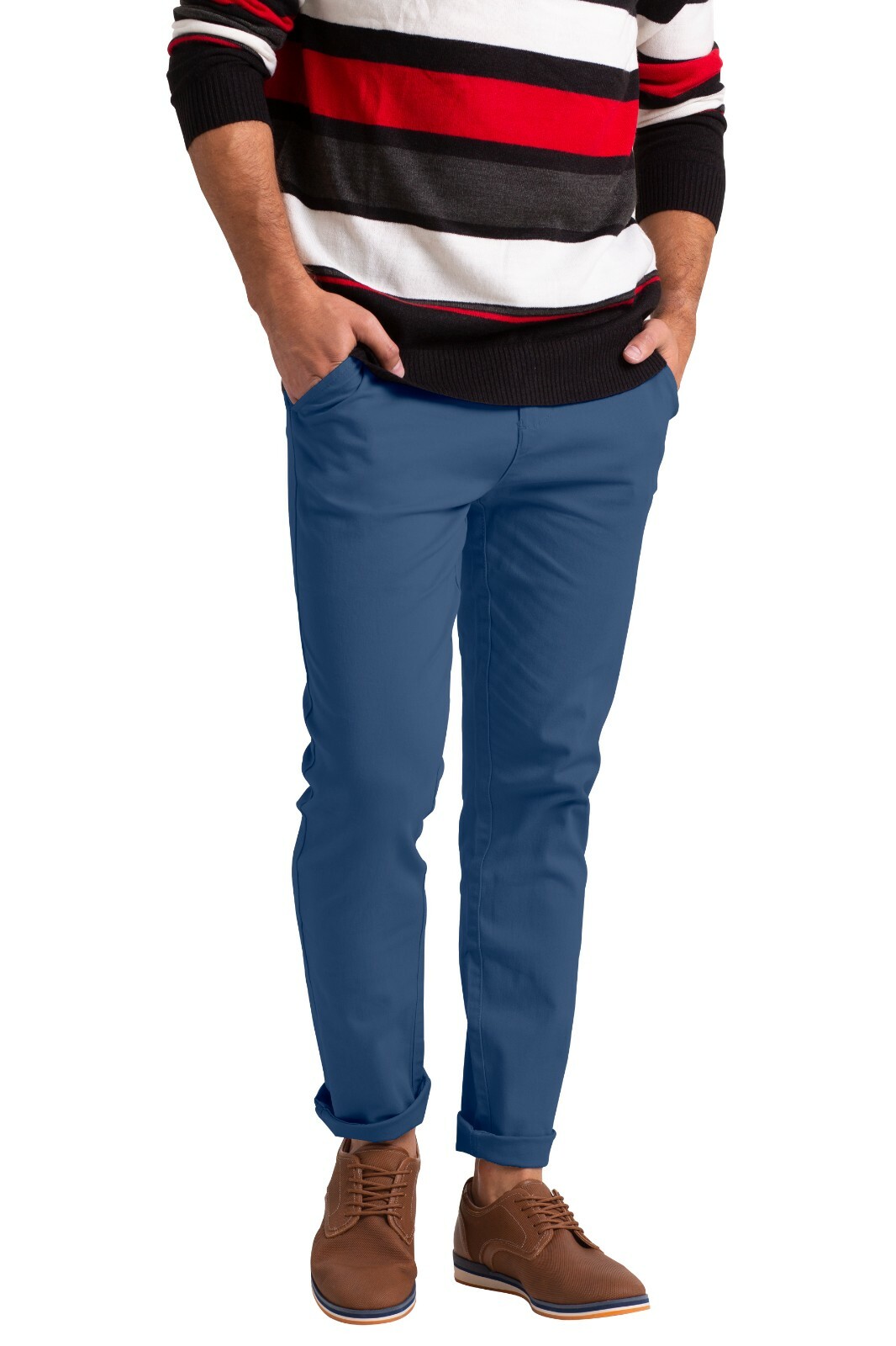Mens Full Pant Slim Fit Classic Casual Stretch Cotton Skinny Chino Dress Pants