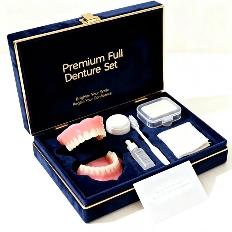premium Silicone Dentures kit Upper Lower False Teeth Set Instant Smile too