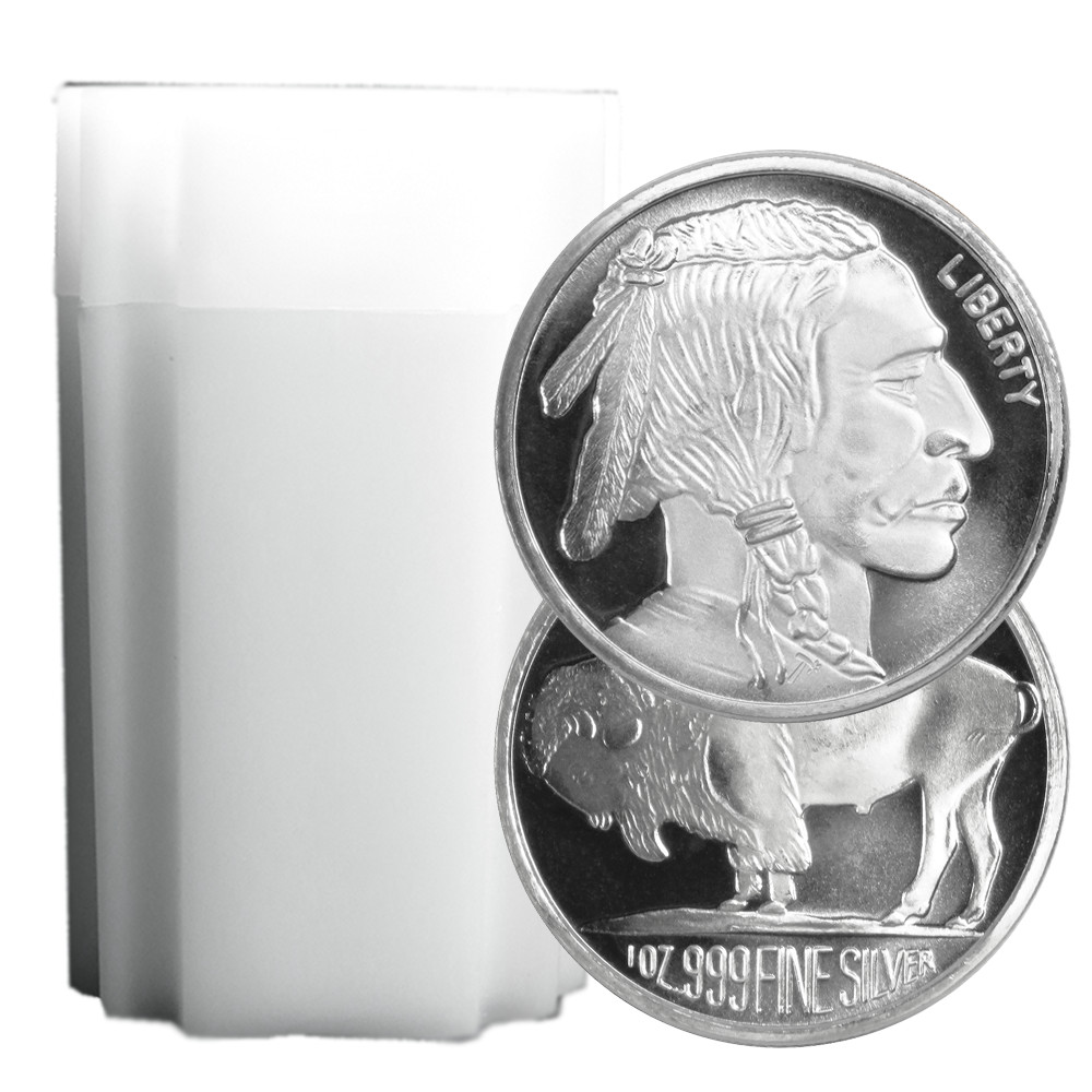 Roll of 20 - 1 Troy oz Buffalo .999 Fine Silver Round Full Roll Roll of 20 - 1 Troy oz Buffalo .999 Fine Silver Round Full Roll