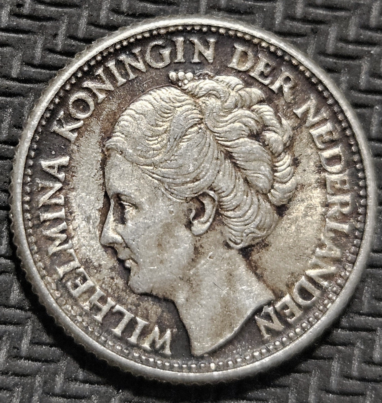 1944 WWII Netherlands 25 Cents Silver Coin