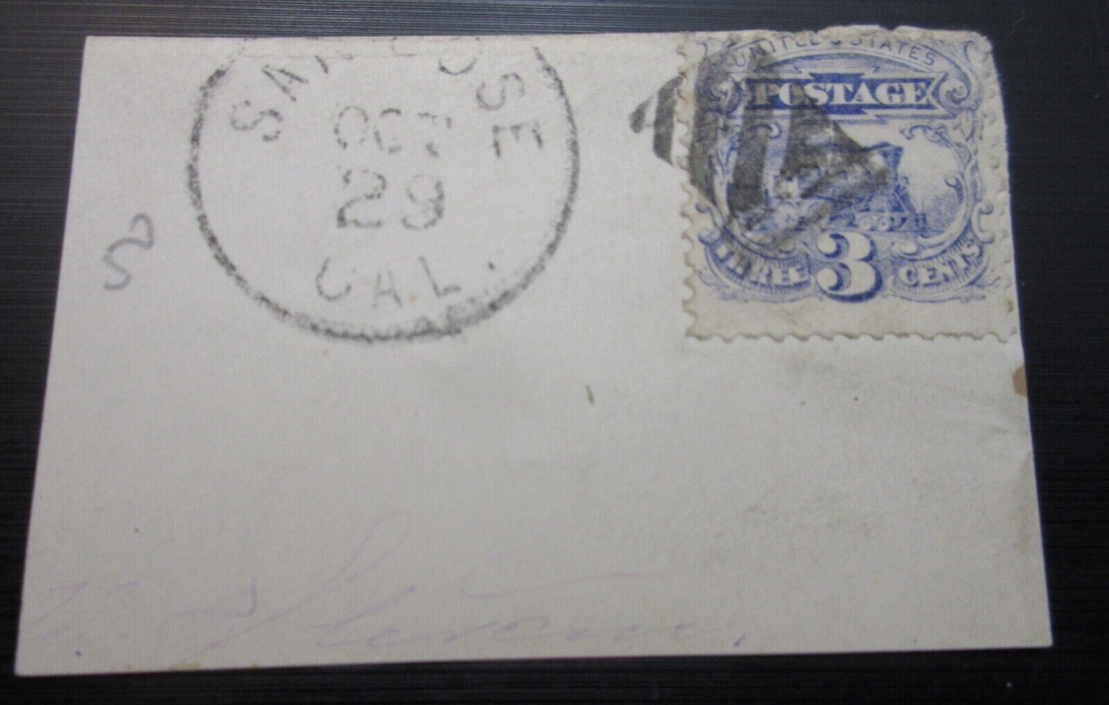 CALIFORNIA -  FANCY CANCEL Ties #114 to Piece - SCARCE UNLISTED DIAMOND DESIGN 