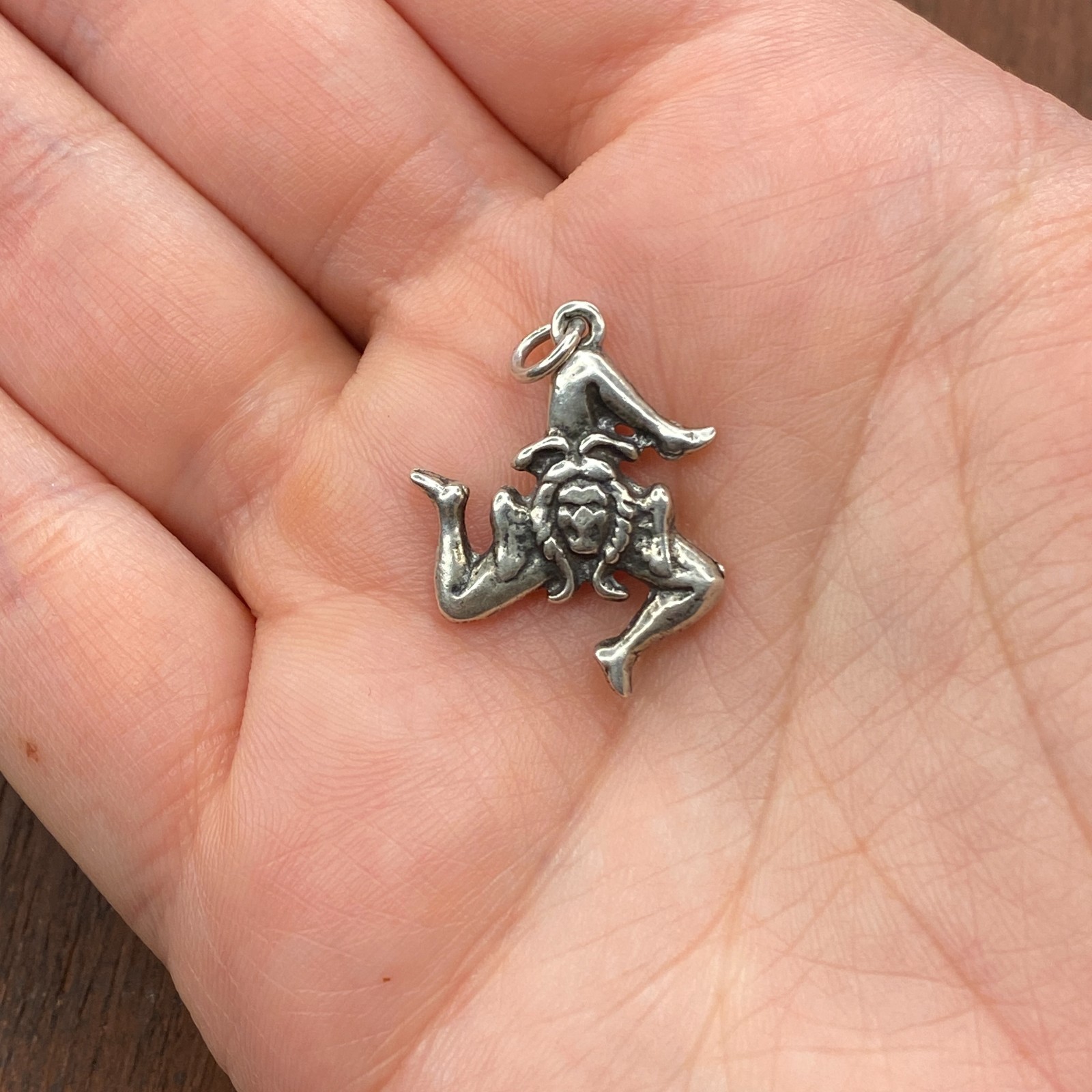 Vintage 925 Sterling Silver Sicily Trinacria Italy Medusa Pendant Bracelet Charm