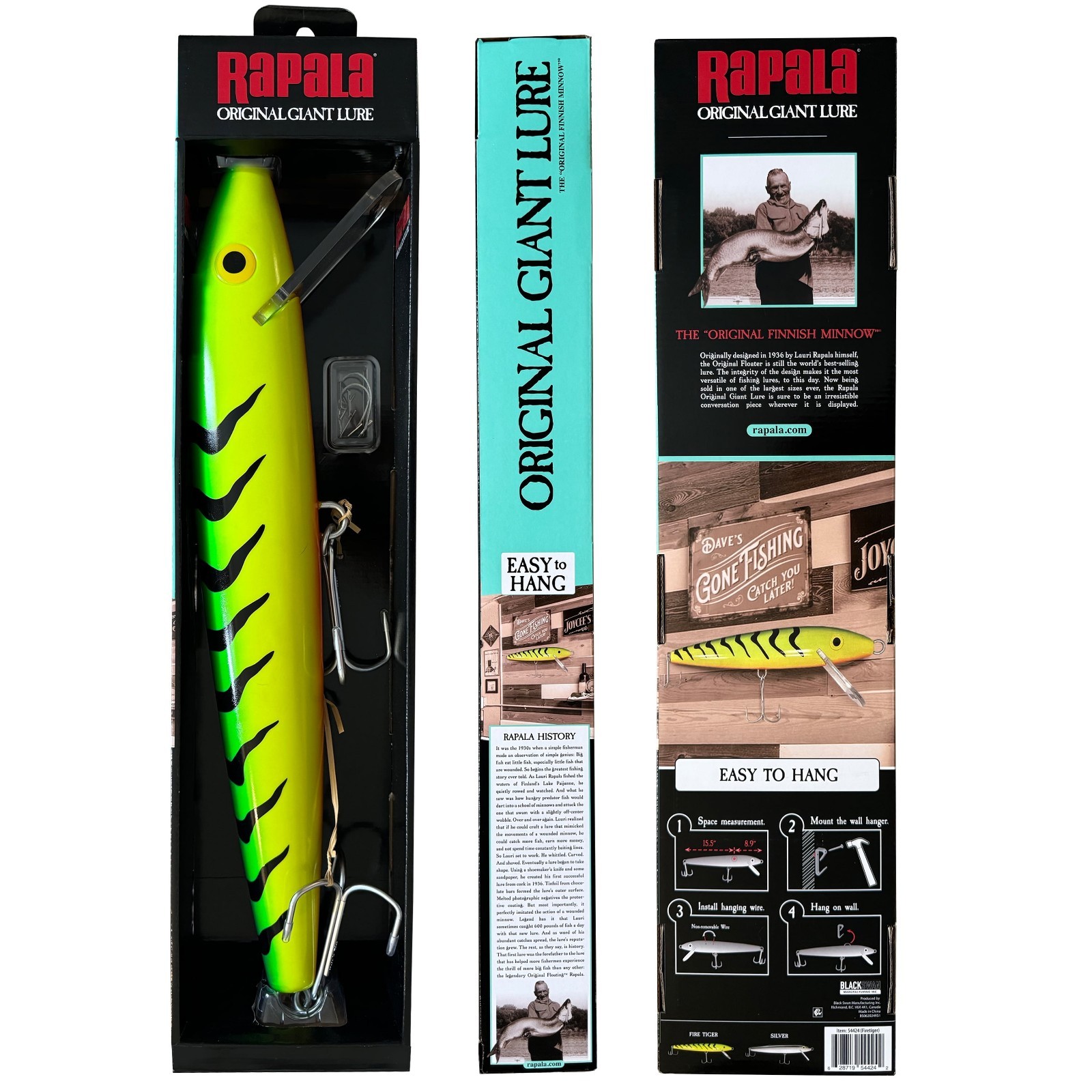 Rapala\'s 24.5” Giant Fishing Lure, Décor, Firetiger, Green Yellow, 2.5 lbs Rapala\'s 24.5” Giant Fishing Lure, Décor, Firetiger, Green Yellow, 2.5 lbs