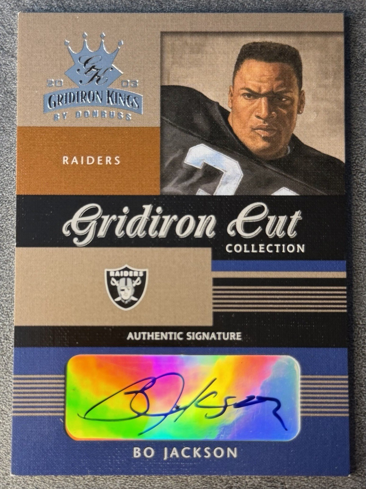 Bo Jackson 2003 Donruss Gridiron Kings Gridiron Cut Auto /100 LA Raiders #GC-2