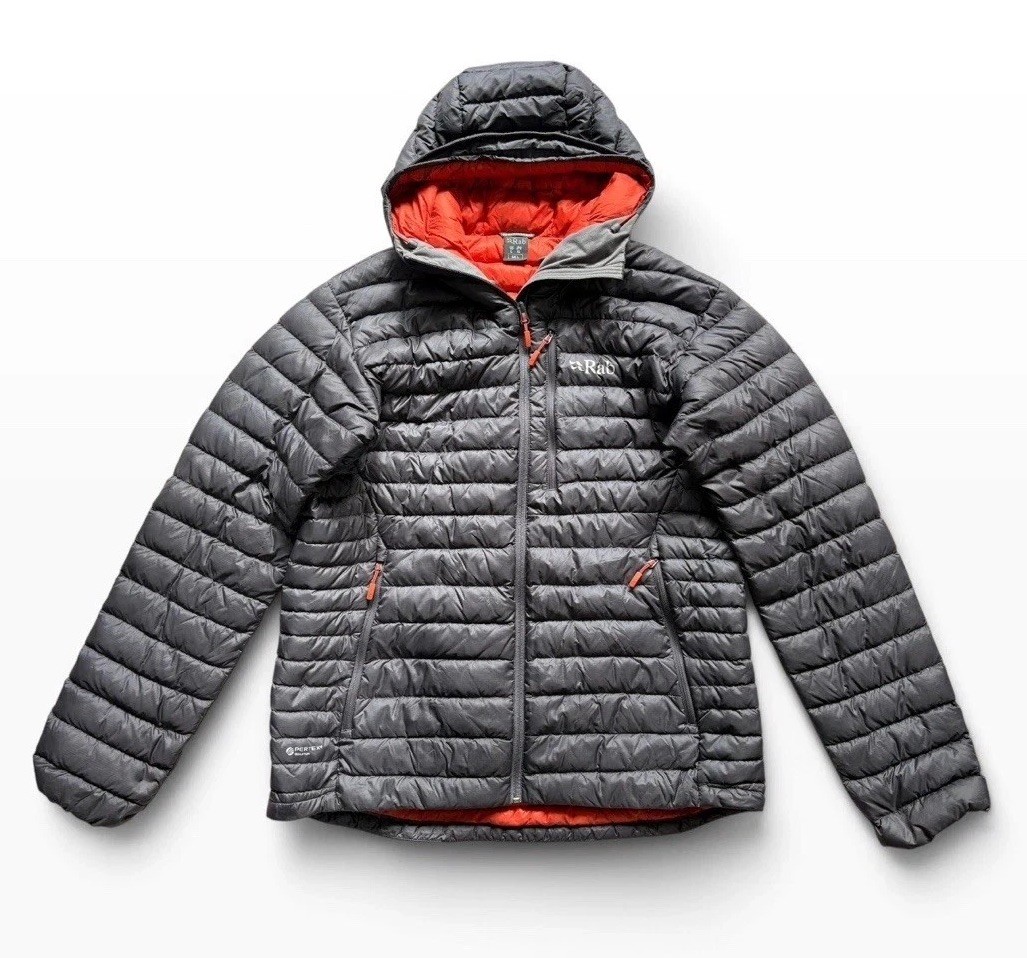 Rab Microlight Alpine Jacket Water Resistant Down Puffer Men\'s L Gray Orange