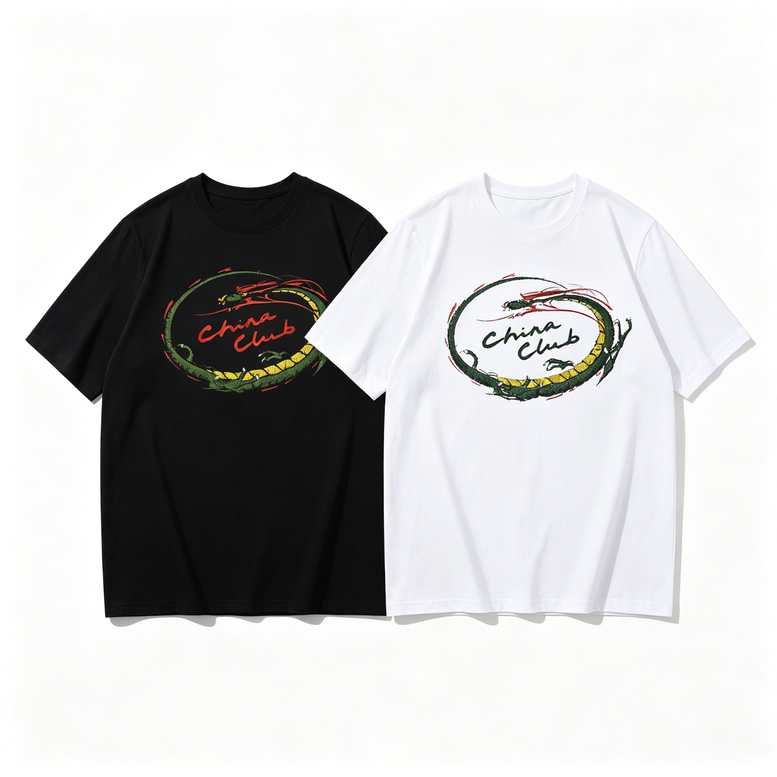 China Club Coiled Dragon Retro Chinese Style T-Shirt SIZE S-5XL