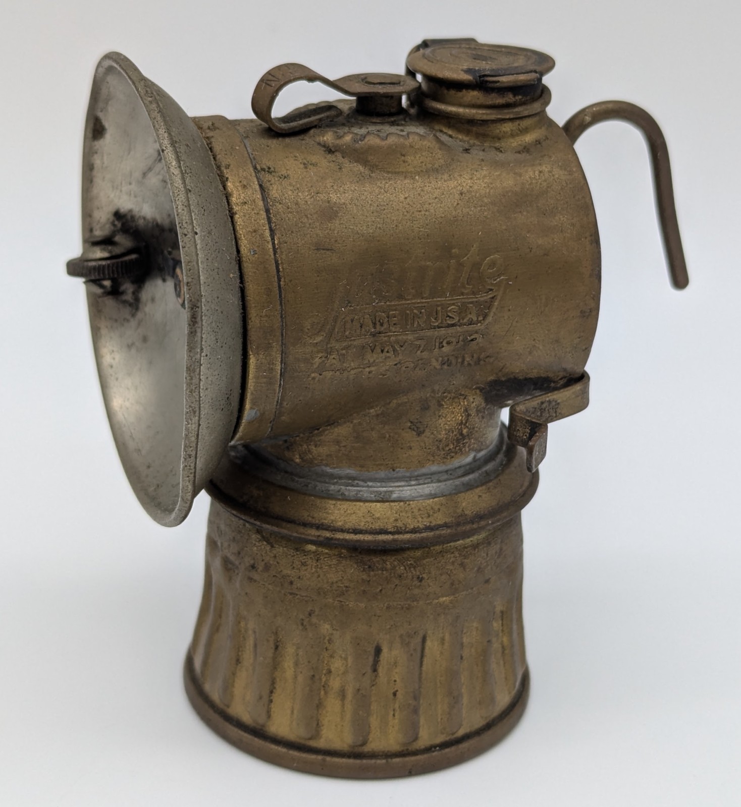 Vtg Justrite Brass Miner\'s Lamp Light Carbide 1912 Patent Vtg Justrite Brass Miner\'s Lamp Light Carbide 1912 Patent