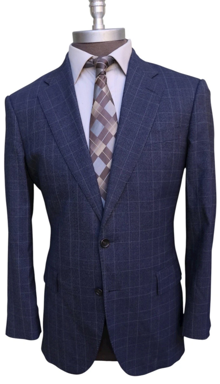 J. Crew Ludlow Classic Four Season Wool Blue Gray Check Two Button Blazer 42R