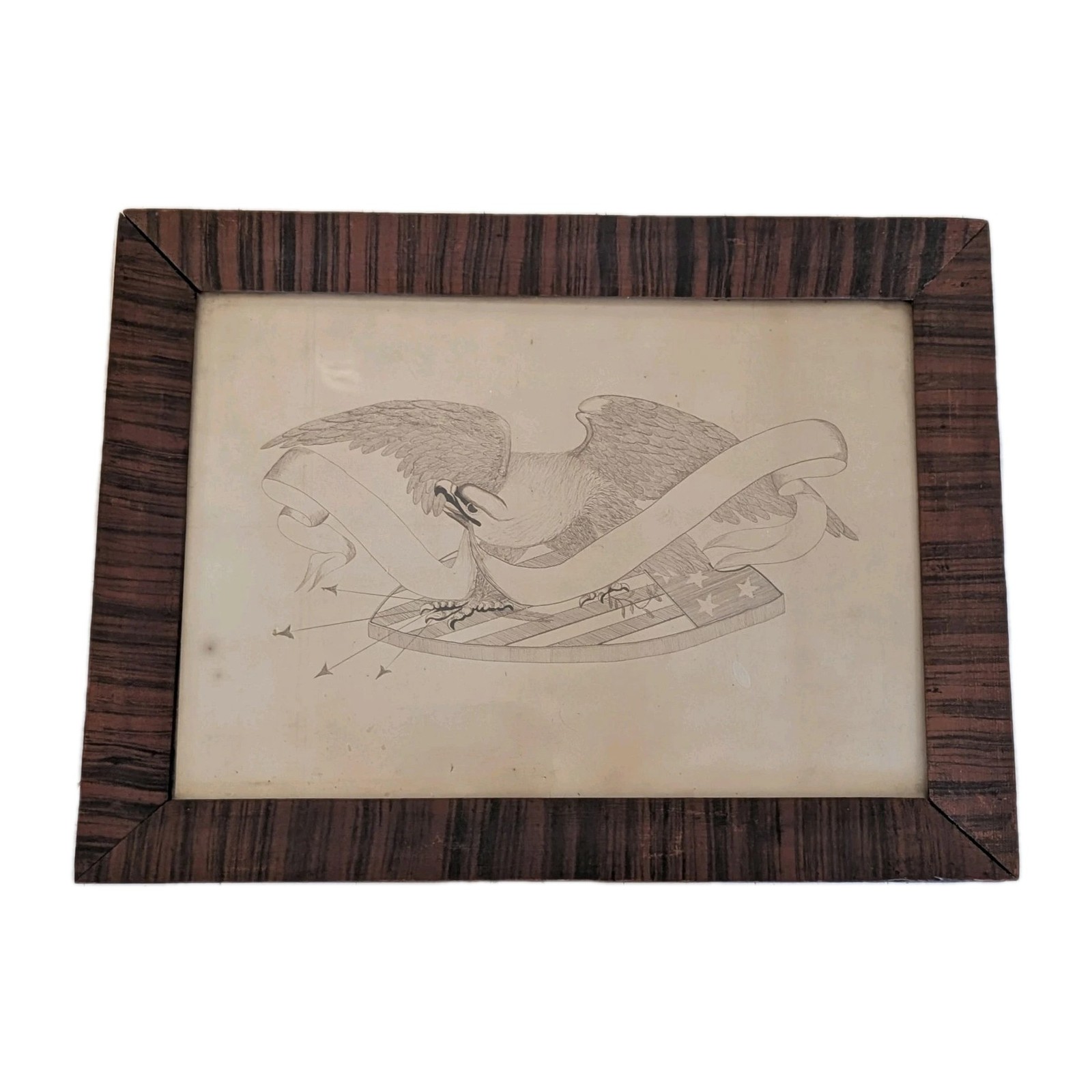 Antique c 1850 Lg Ornamental Penmanship Calligraphy American Eagle Drawing.AAFA Antique c 1850 Lg Ornamental Penmanship Calligraphy American Eagle Drawing.AAFA