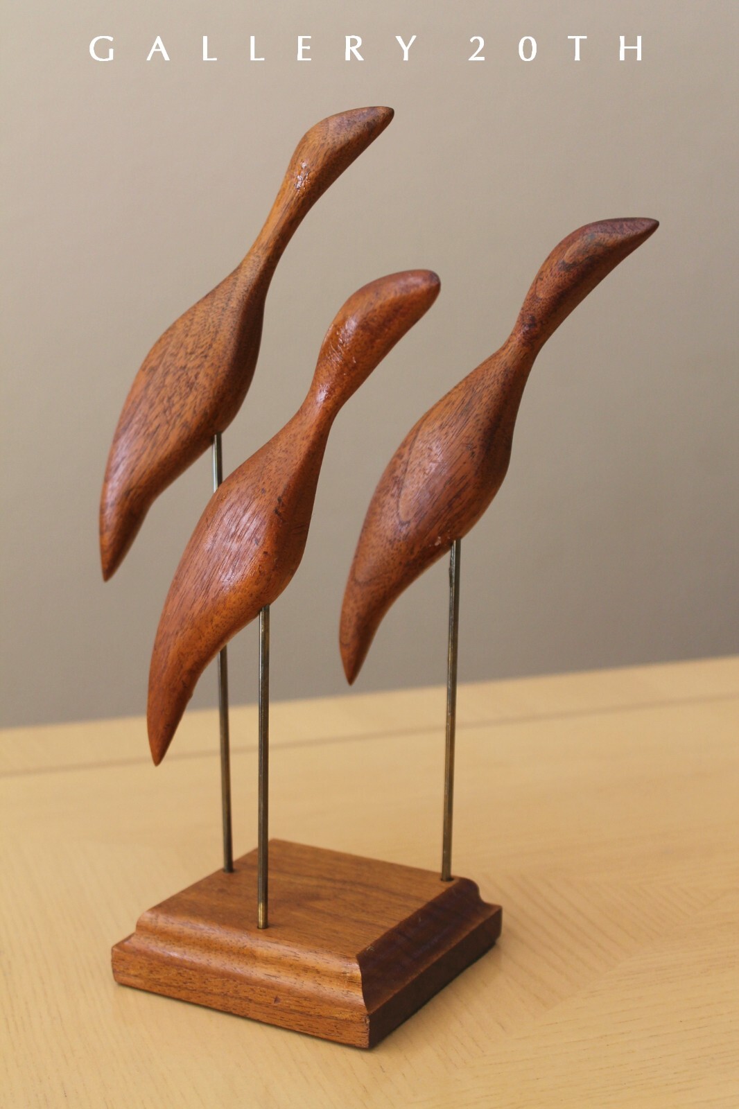 SUPERB ATOMIC MID CENTURY ABSTRACT BIRDS TEAK SCULPTURE 50S 60S DANISH ART VTG