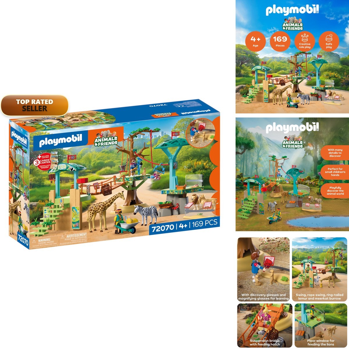 Playmobil Zoo Wilderness Climbing Park 3 Platforms Cable Car Suspension Bridge