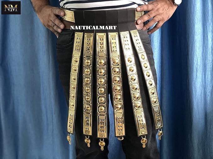 Antique Golden Finished Handmade Roman Style Leather Apron Belt Brass Fittings