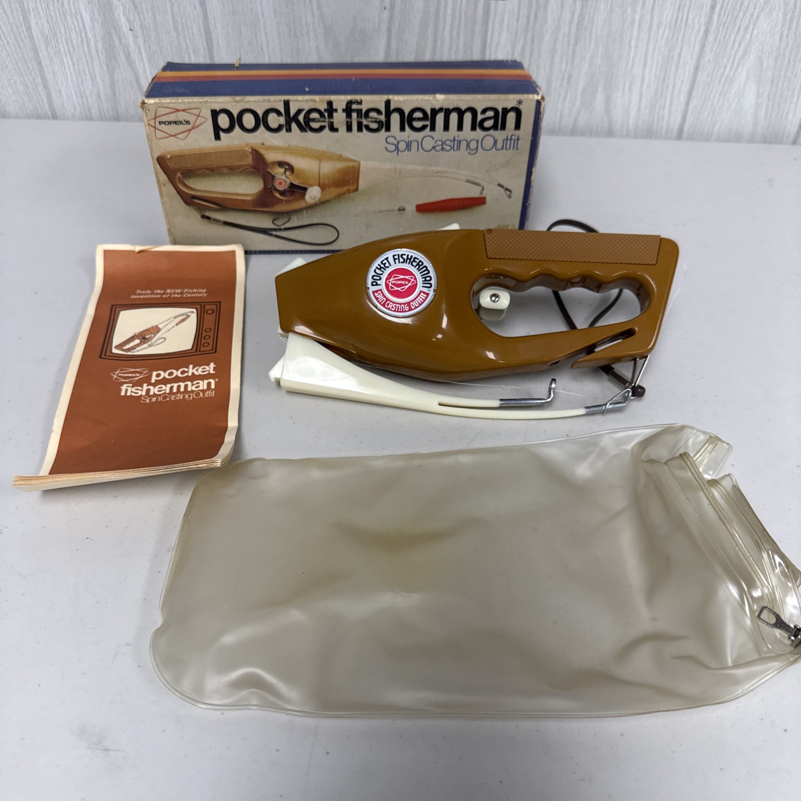 Vintage 1972 Popeils Pocket Fisherman Spin Casting Original Box Paperwork
