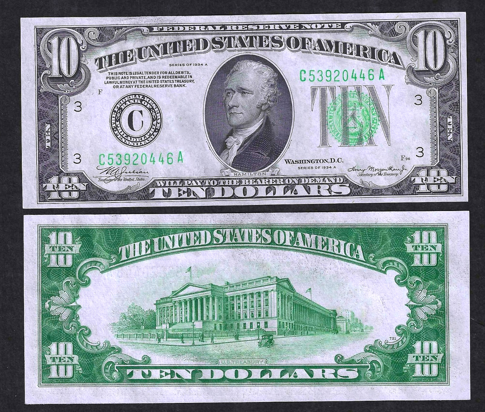 1934-A  $10  PHILADELPHIA  FEDERAL RESERVE NOTE  SUPER GEM CRISP NEW