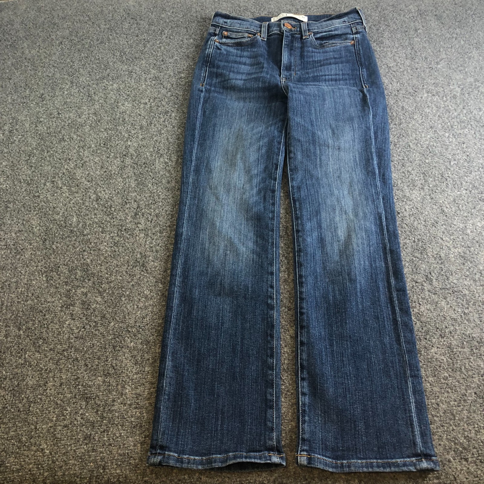 Ayr The Pop Jeans Women 26 26x27 Blue Straight Mid Rise Stretch Denim Made USA