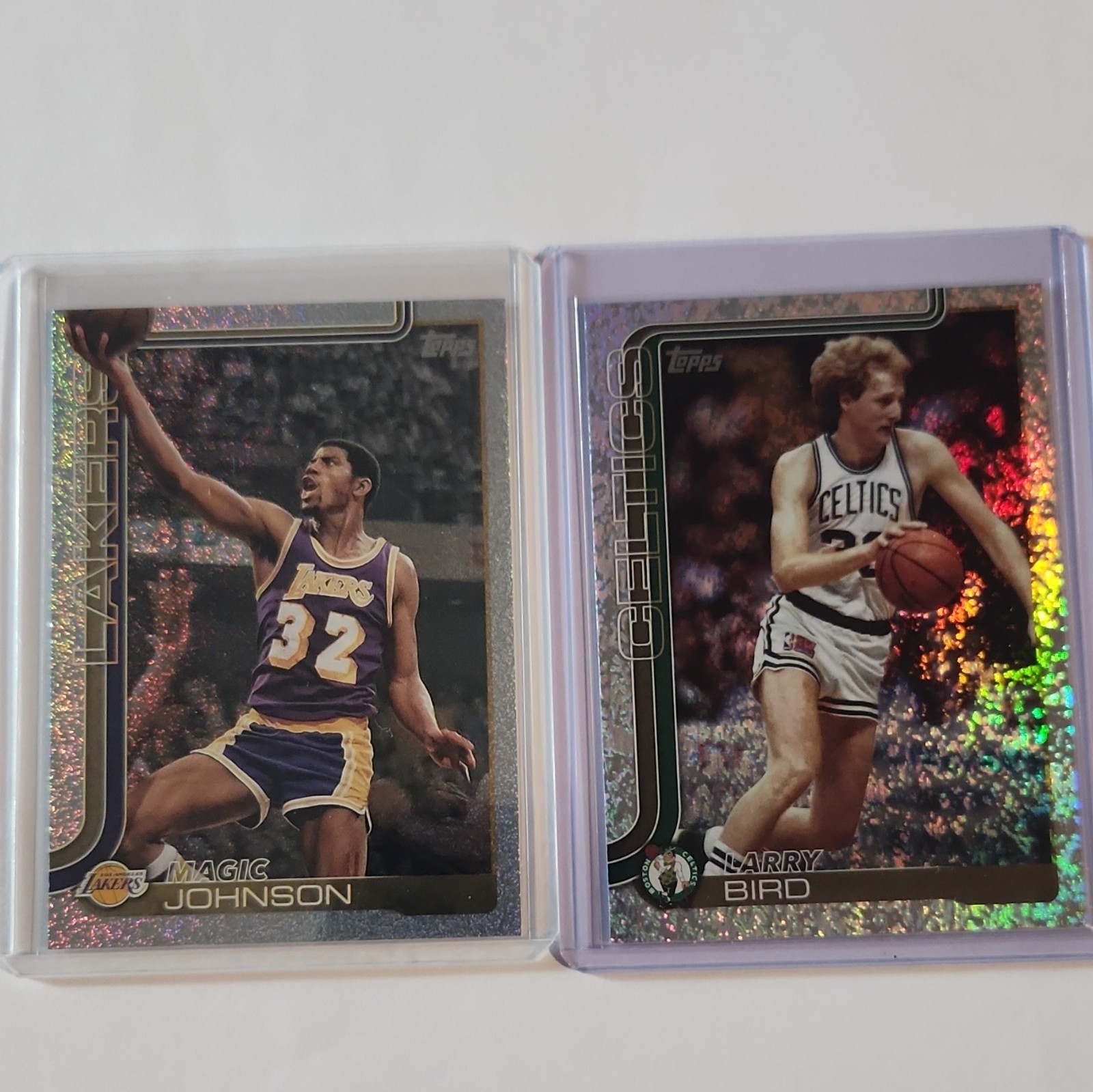 Topps 2024-25 Chrome NBA 2-Card Lot Magic Johnson Lakers + Larry Bird Celtics