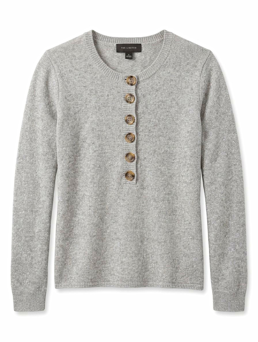 The Limited Women’s Juniors L Gray Solid Knit Crew Neck Button Pullover Sweater The Limited Women’s Juniors L Gray Solid Knit Crew Neck Button Pullover Sweater