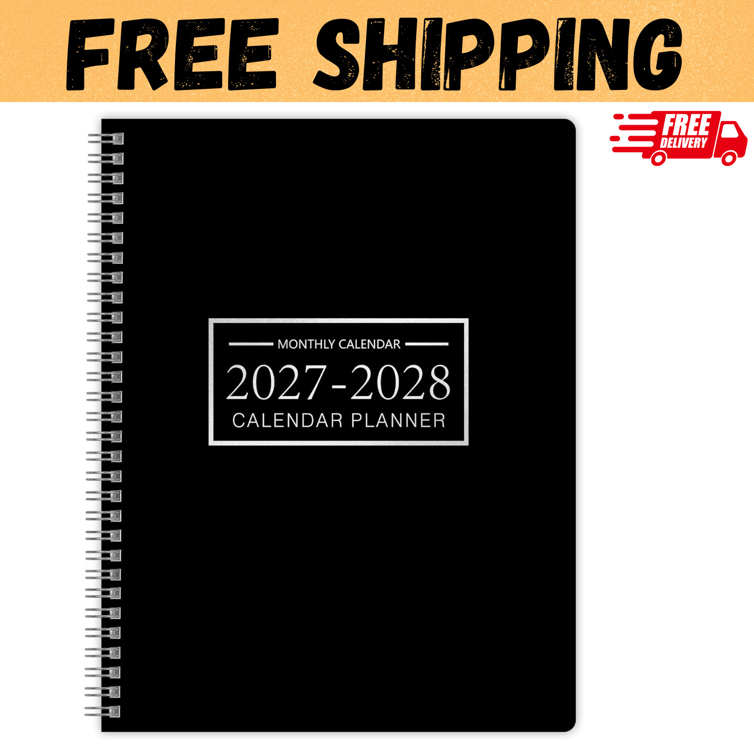 2027-2028 Monthly Planner, Jan 2027-Dec 2028, A4 2027 - Dec Black