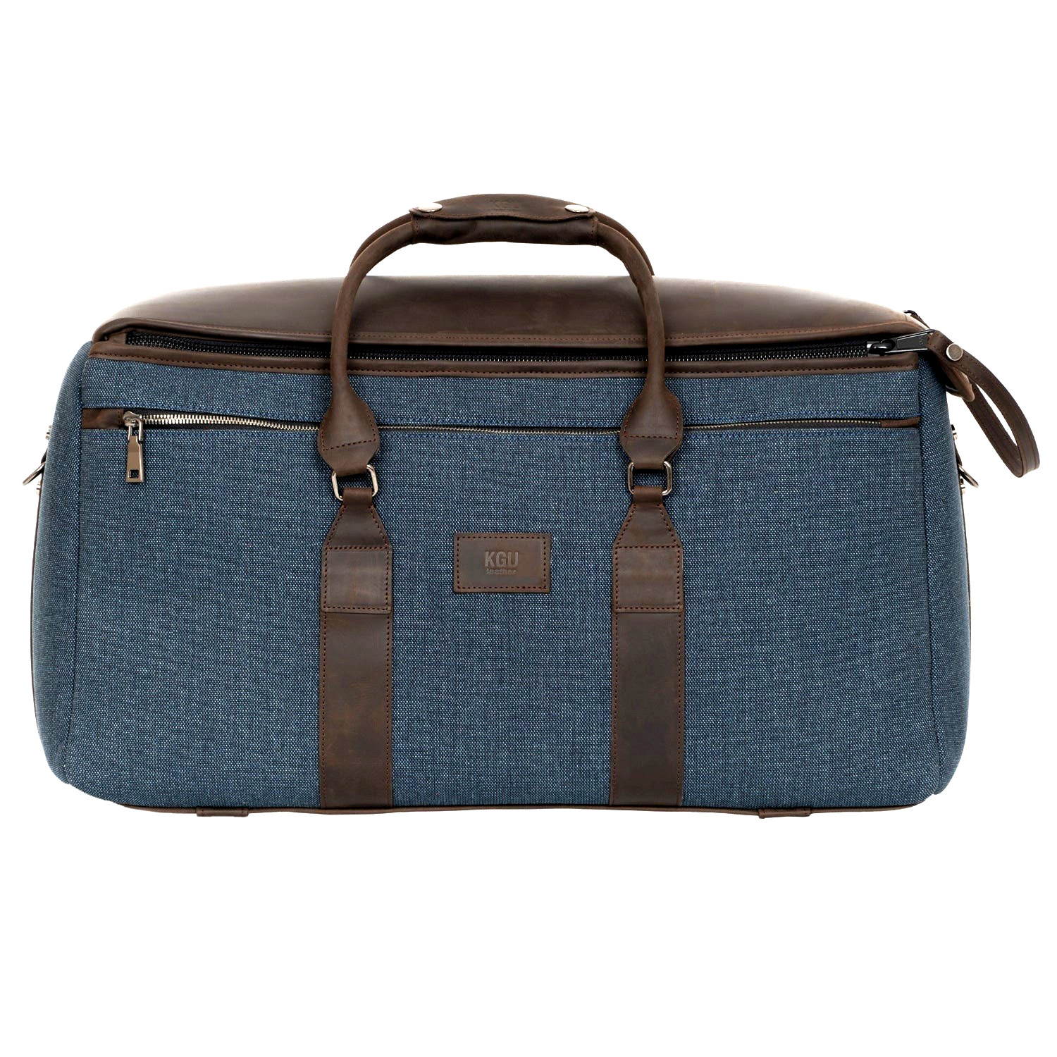 Trumpet Flugelhorn Double/Triple Gig Bag - Dark Blue Canvas & Brown Leather