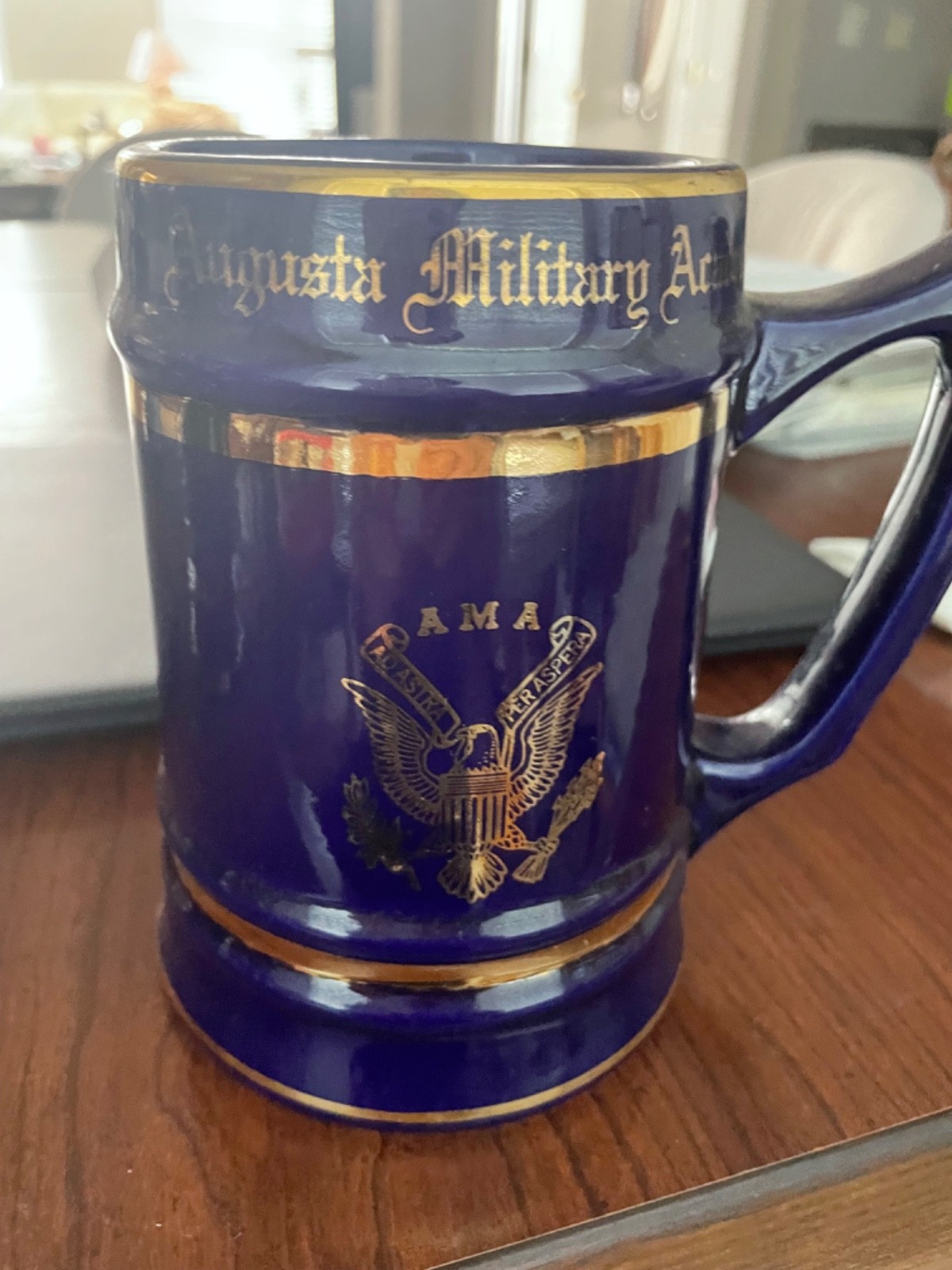 Vintage Brown University Ceramic Beer Tankard mug W.C. Bunting Black Gold 24 oz.