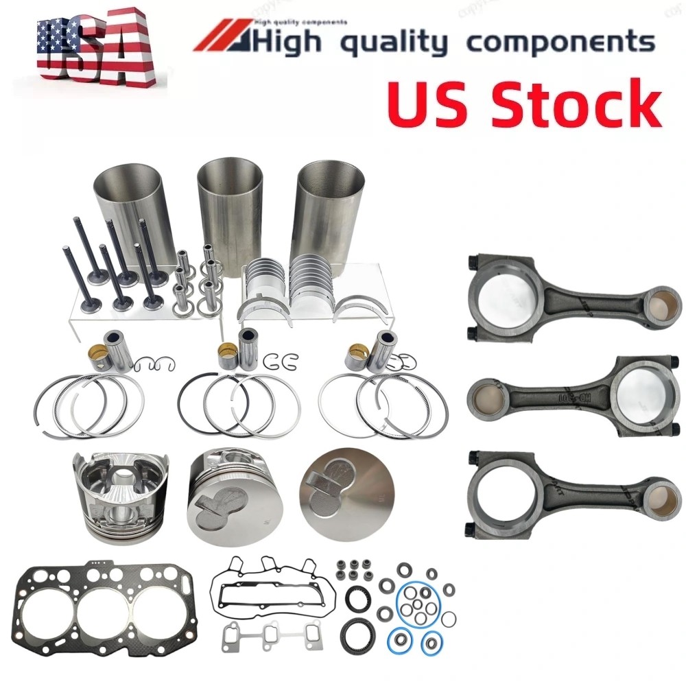 3TNV80 Overhaul Rebuild Kit+3pcs connecting rod for Yanmar 3TNV80F-SDKTF  Engine