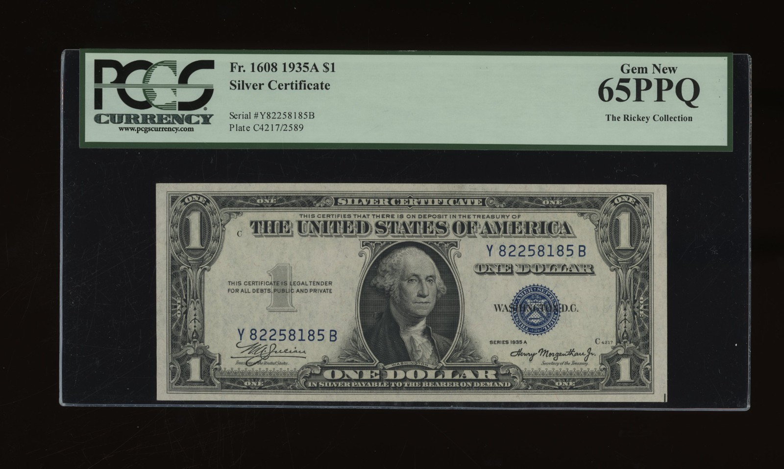 DBR 1935-A $1 Silver Gem Fr. 1608 YB Block PCGS 65 PPQ Serial Y82258185B