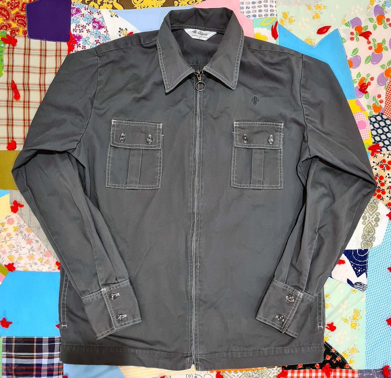 Rare Vintage 70s Mr. California Twill Jacket Gray Chore ZipUp Lightweight Coat M Rare Vintage 70s Mr. California Twill Jacket Gray Chore ZipUp Lightweight Coat M