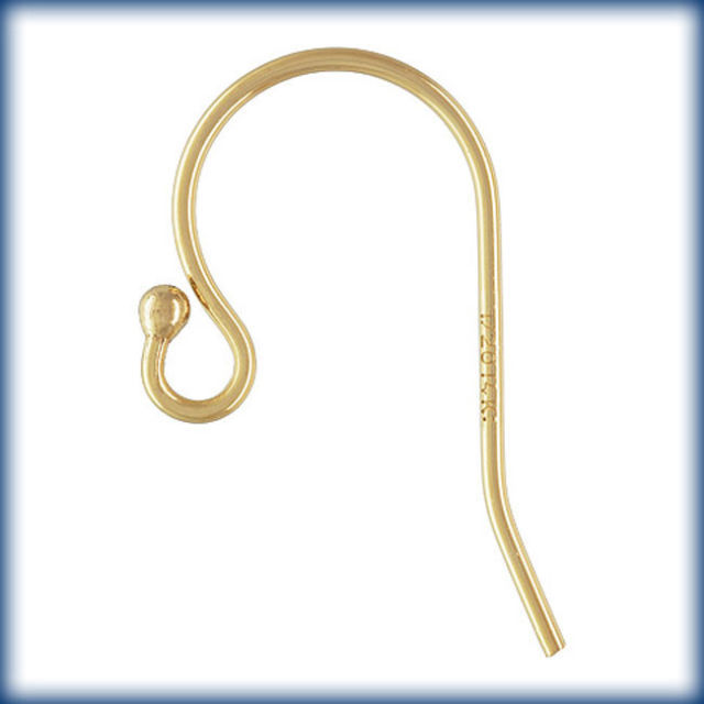 10-14kt Gold Ball End Earwires. Gold Filled Bead End Hooks. Earring FindingGF118