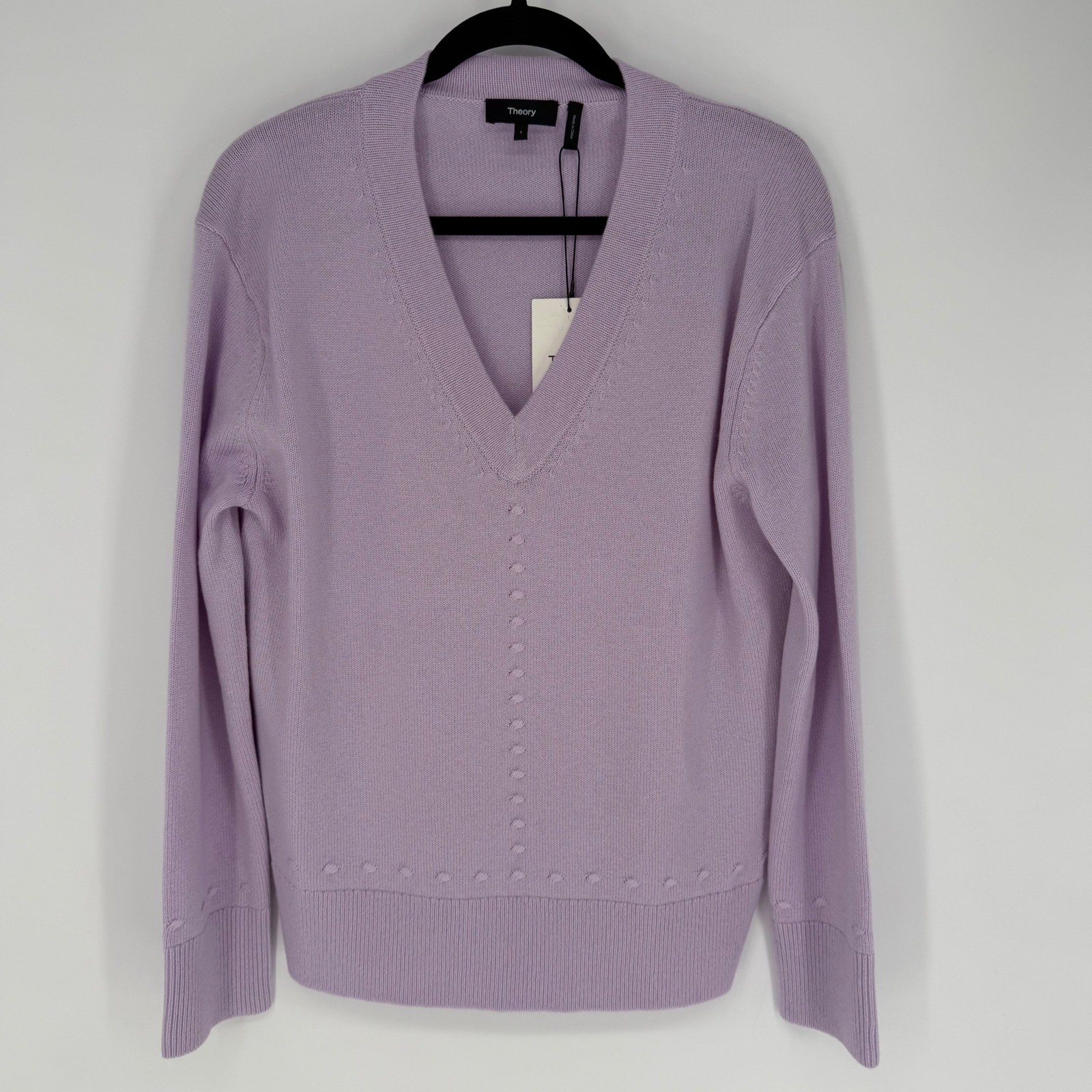 THEORY OVERSIZED V-NECK PULLOVER RE WOOL CASH PRISM LAVENDER NWT SMALL COZY GIRL THEORY OVERSIZED V-NECK PULLOVER RE WOOL CASH PRISM LAVENDER NWT SMALL COZY GIRL