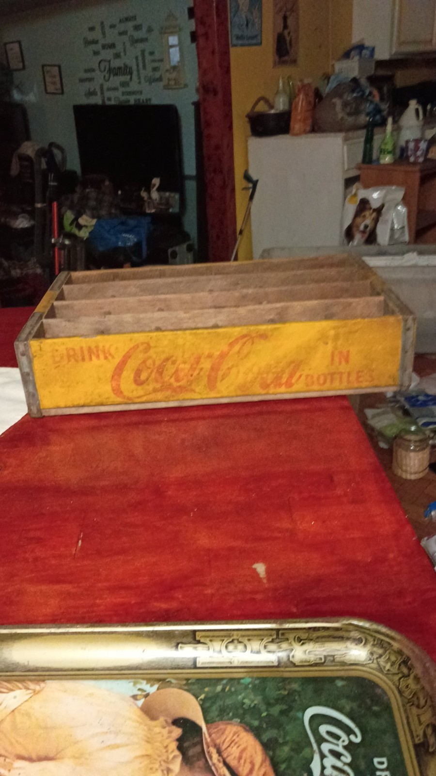 Vintage Wooden Coca-Cola Bottle Crate Yellow Drink Coca-Cola in Bottles Divider Vintage Wooden Coca-Cola Bottle Crate Yellow Drink Coca-Cola in Bottles Divider