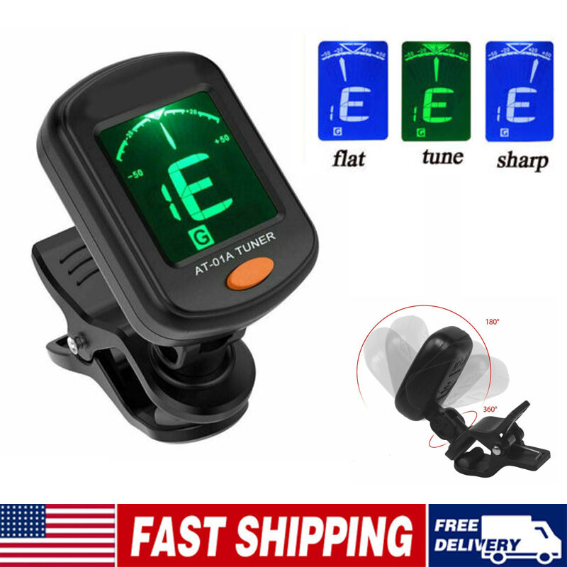 LCD Clip-on Chromatic Acoustic Electric Guitar Bass Ukulele Banjo Violin Tuner 