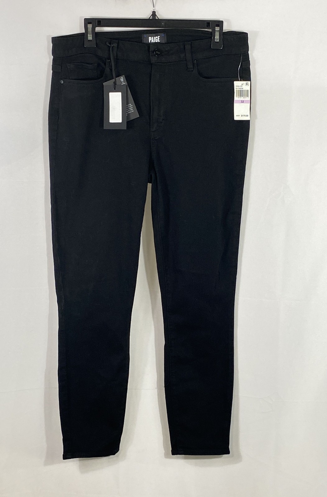 Paige Women\'s Hoxton Ankle High Rise Skinny Black Shadow Jeans Transcend NWT 32