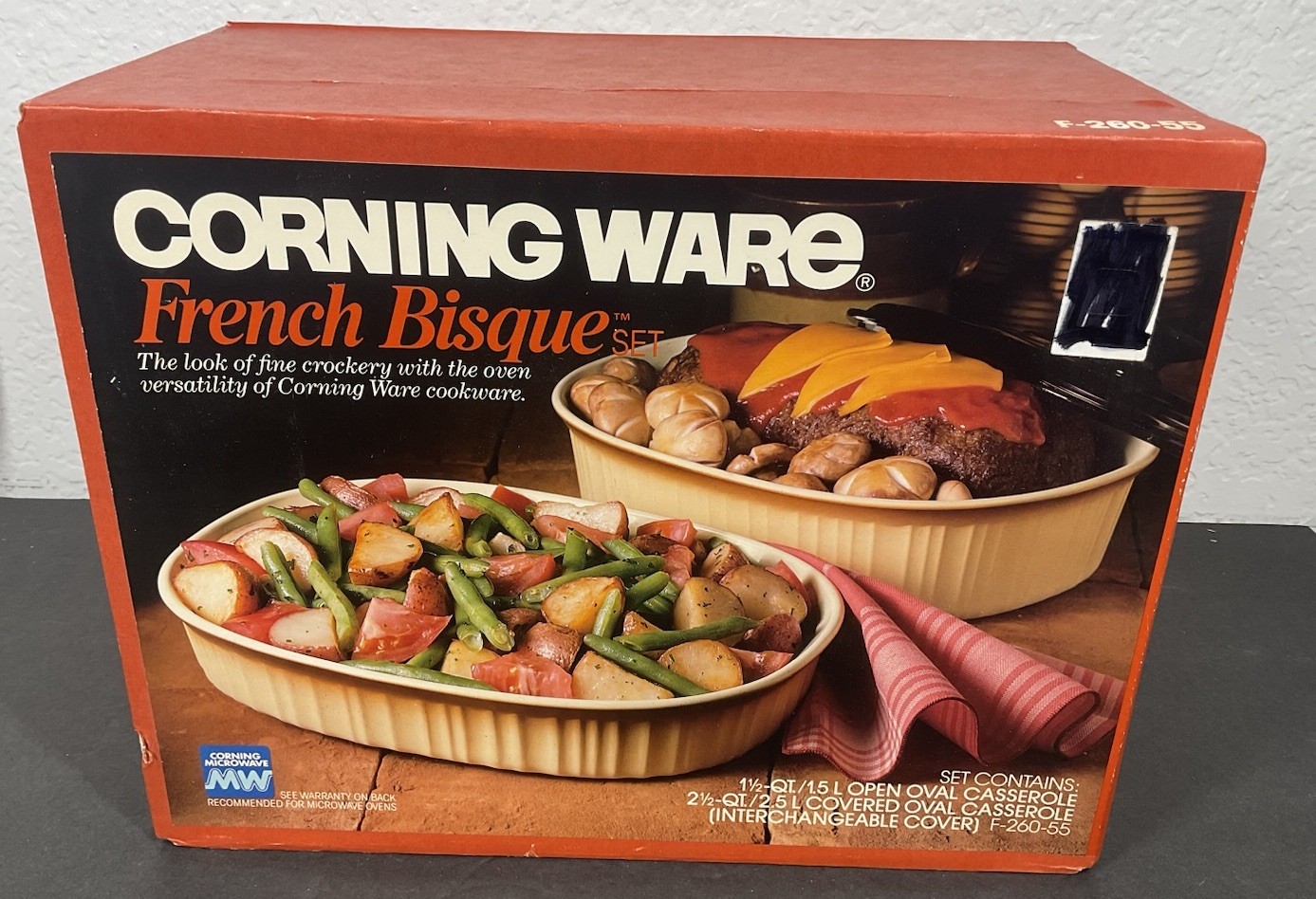 Corning Ware French Bisque F-260 Oval Casserole 3 Pc Set - New Sealed Corning Ware French Bisque F-260 Oval Casserole 3 Pc Set - New Sealed