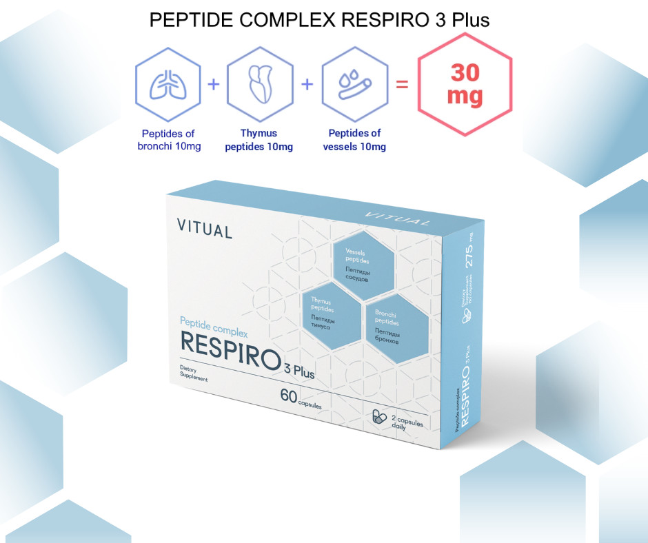 Respiro 3 Plus - Respiratory System Peptide Bioregulator Complex 60 Capsules
