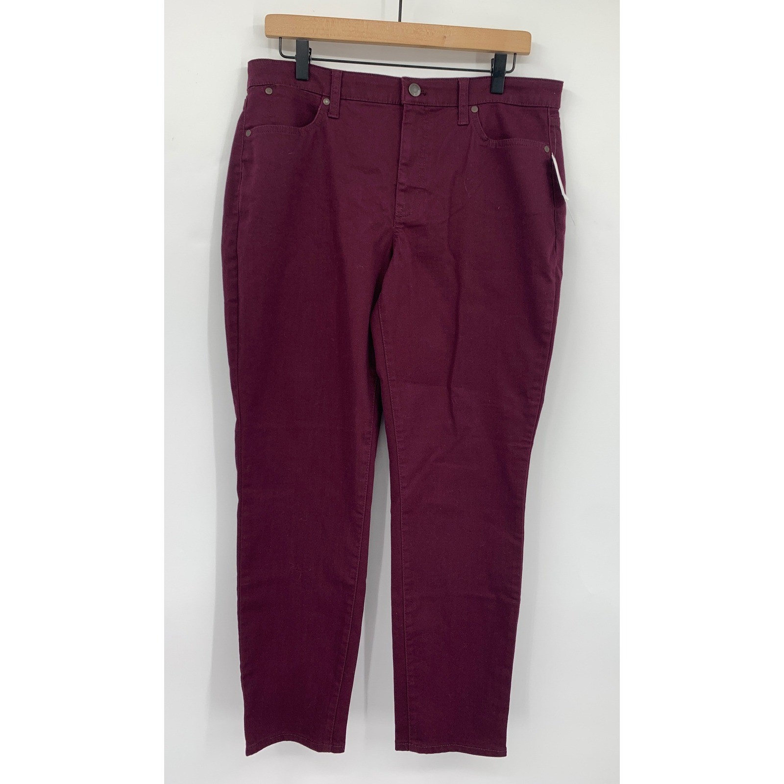 Talbots Jeans Womens 12 Burgandy Slim Ankle Slimming Panel High Rise Pants NEW Talbots Jeans Womens 12 Burgandy Slim Ankle Slimming Panel High Rise Pants NEW