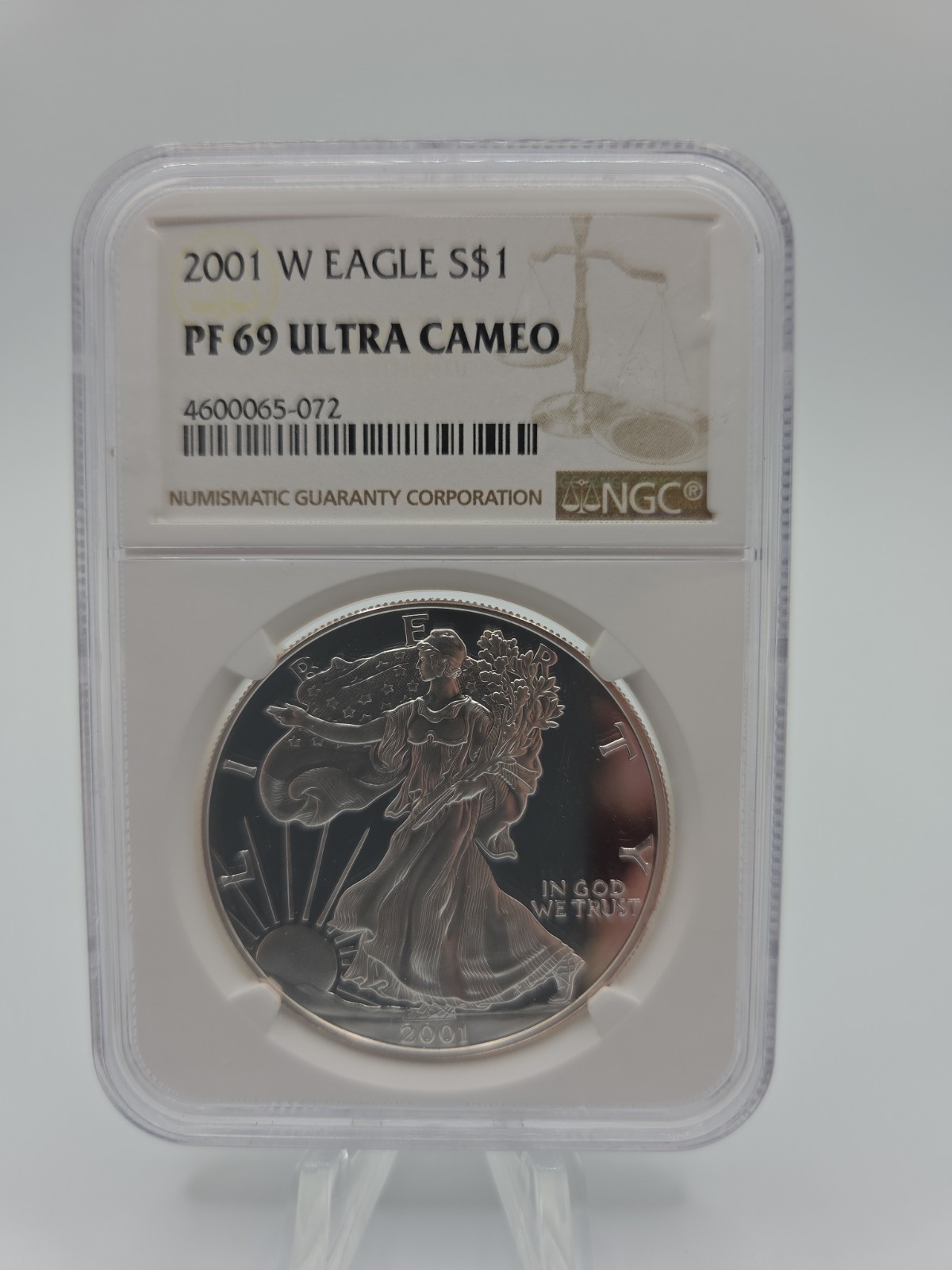 Under Value 2001-W Silver Eagle $1 PF 69 Ultra Cameo NGC 1 oz Silver