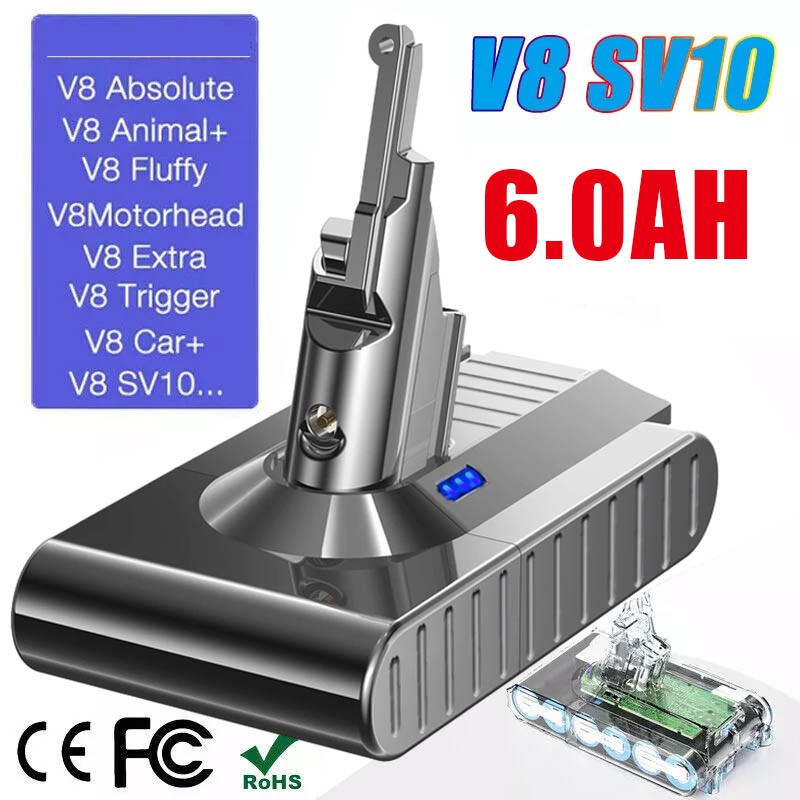 V8 Battery 21.6V 9000mAh for Dyson V8 Animal SV10 V8 Absolute V8 Fluffy V8 Motor
