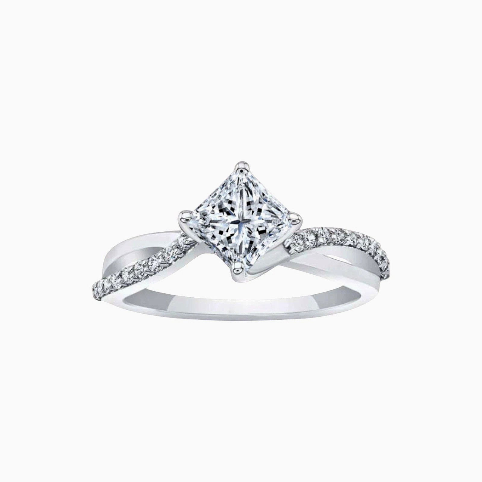 925 Silver 4.00Cts. Princess Shape Certified White Diamond Ring - Tariffs Free