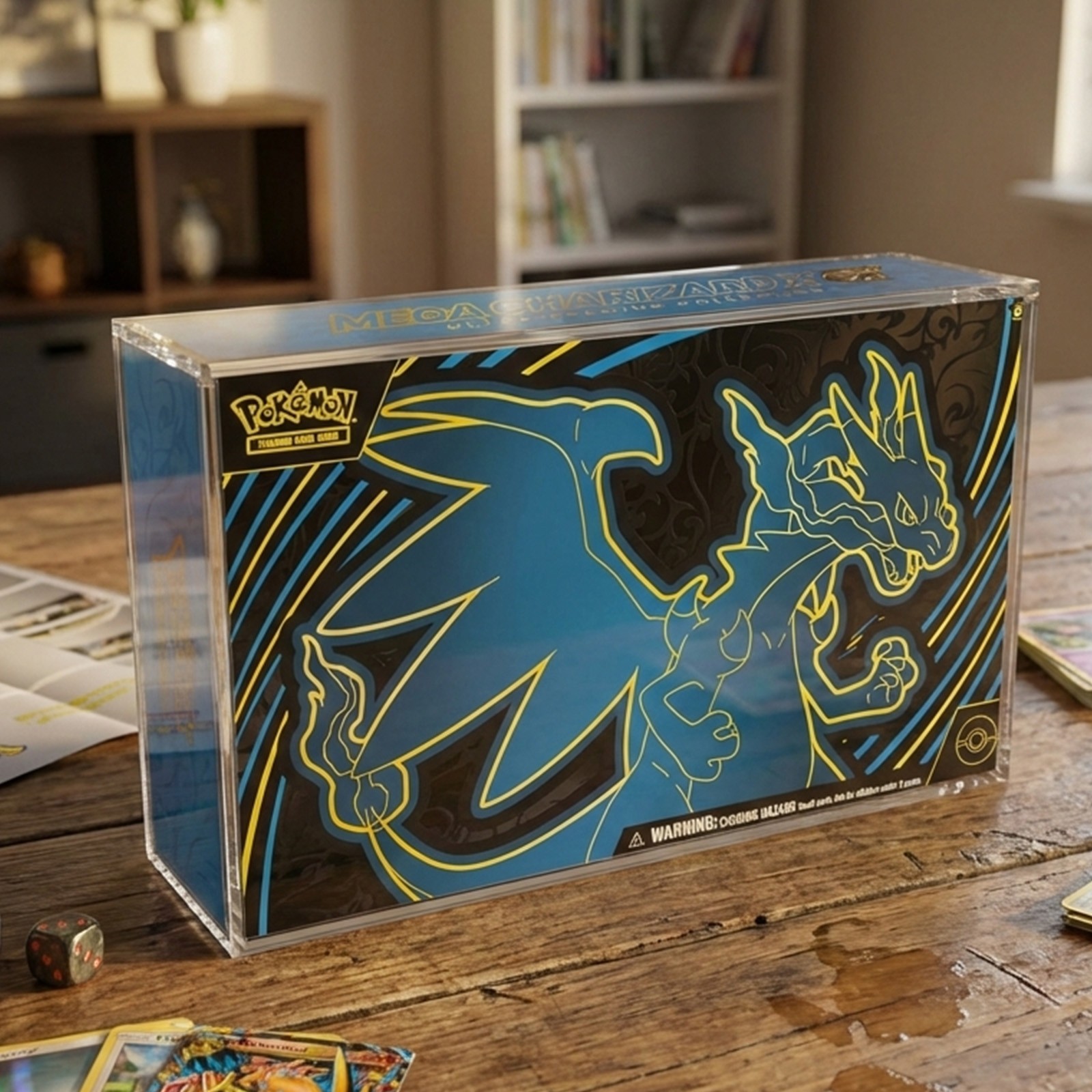 Acrylic Display Case for Mega Charizard X ex UPC Box UV Resistant 8mm Magnetic