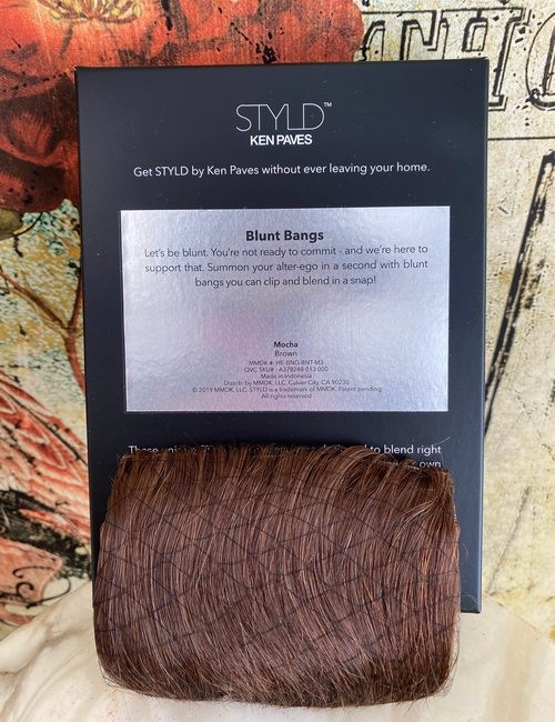 STYLD by KEN PAVES Mocha Brown Blunt Bangs Hair Extensions Human New Clip In STYLD by KEN PAVES Mocha Brown Blunt Bangs Hair Extensions Human New Clip In