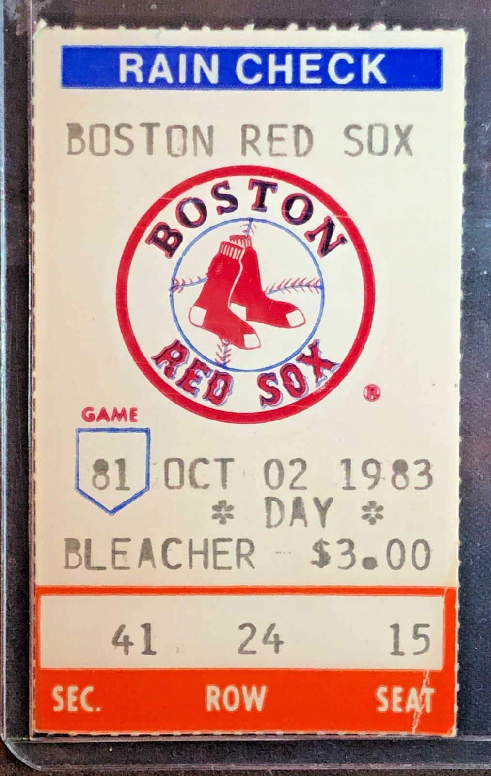 Yaz Final Game 10/02/1983 Indians v Boston Red Sox Carl Yastrzemski Ticket Stub