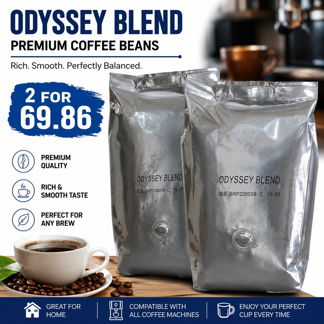 Lot Of 2 5lbs Starbucks Odyssey Blend Whole Coffee Bean -SEALED-NEW