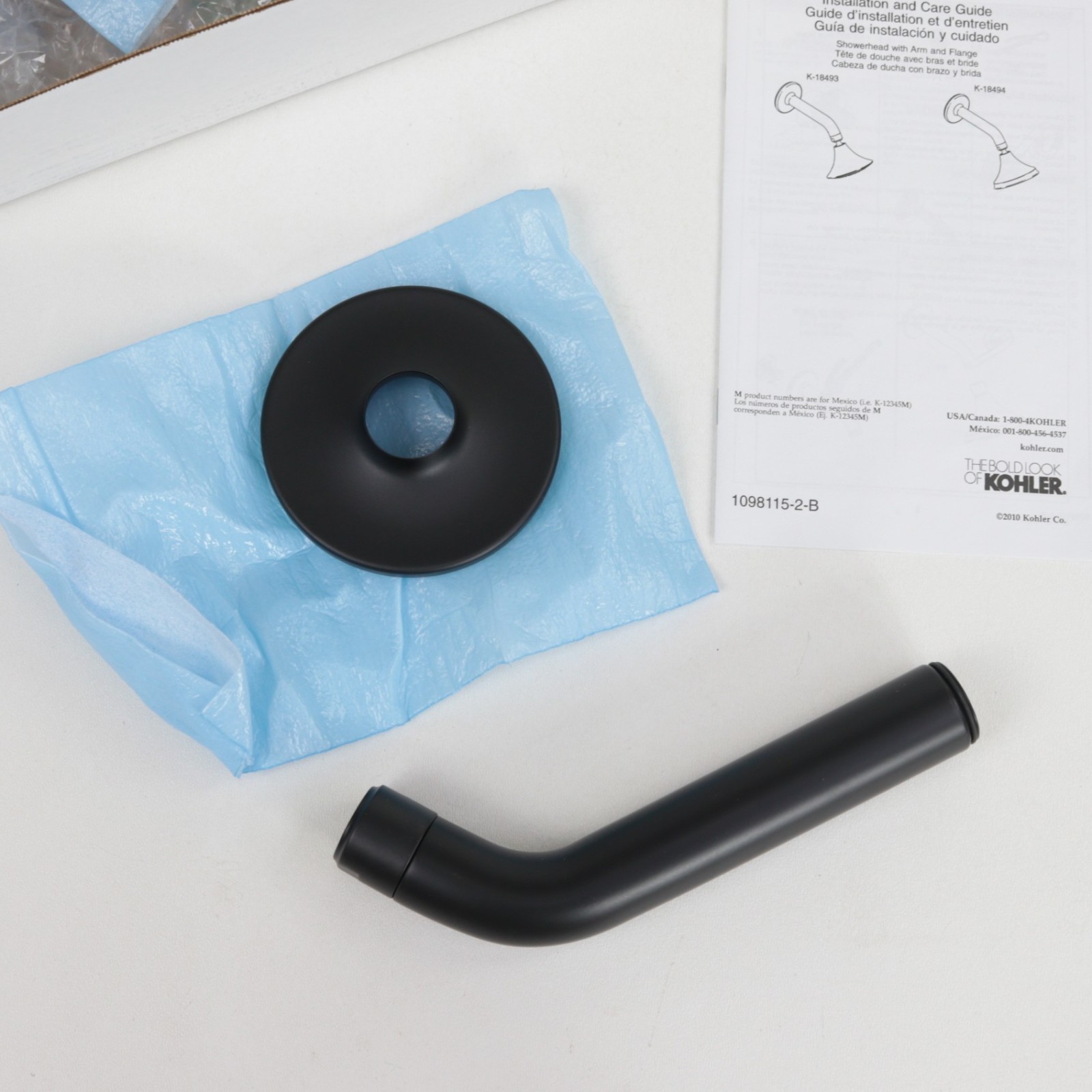 Kohler 933-BL Purist Shower Arm in Black, Open Box