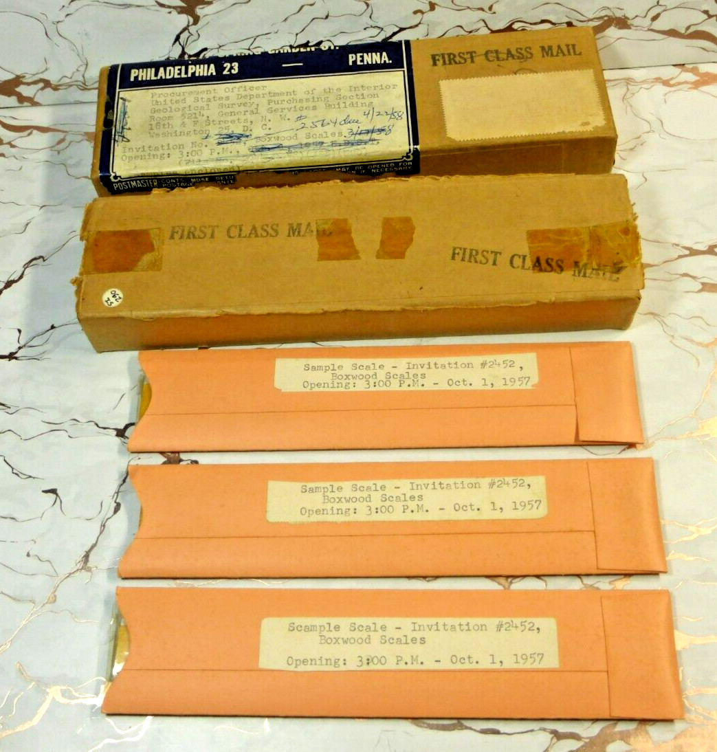 Vintage 1950s THEO. ALTENDER & SONS Sales Sample Rulers for US Government (USGS)