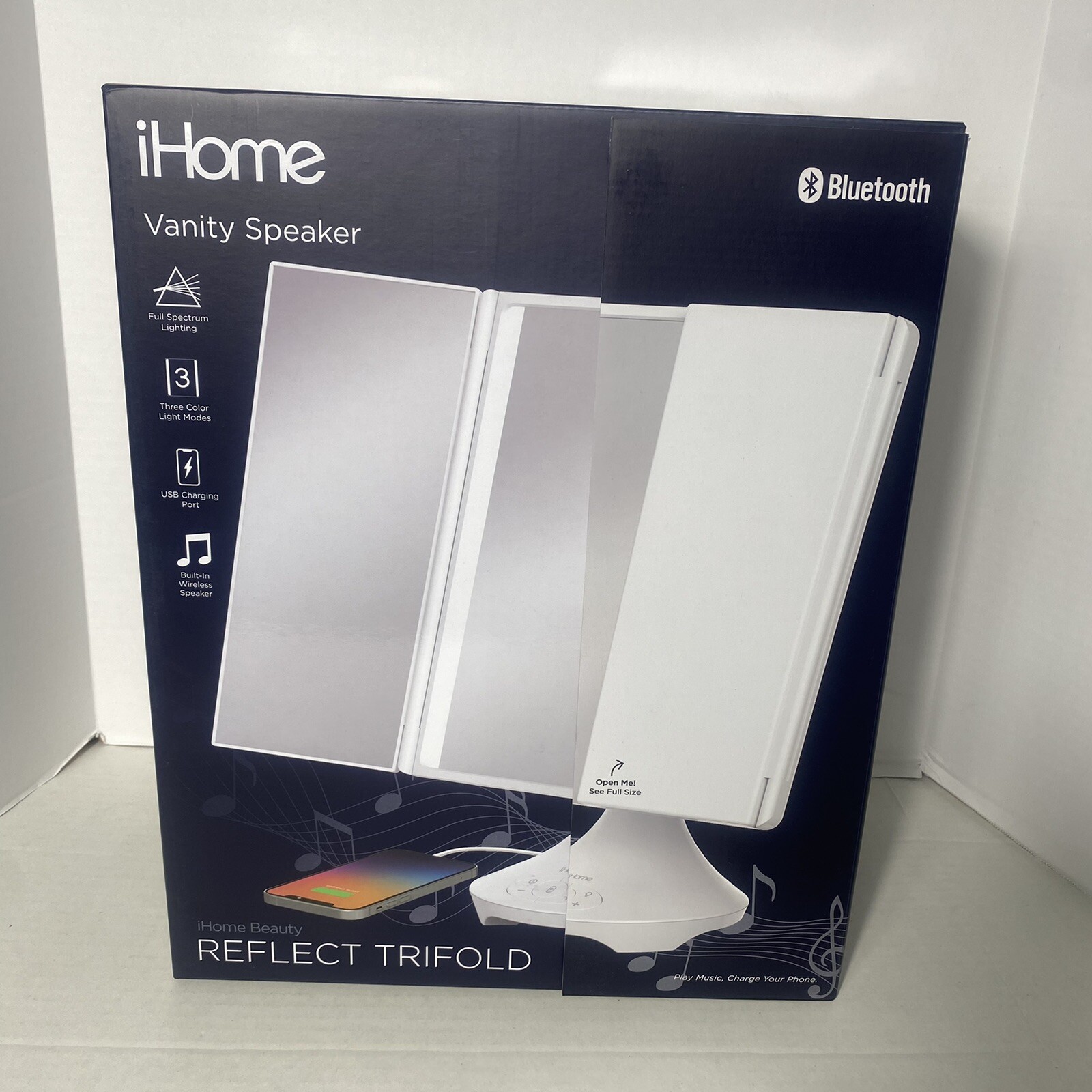iHome Beauty REFLECT TRIFOLD Vanity Speaker with Bluetooth Audio New Ships Fast